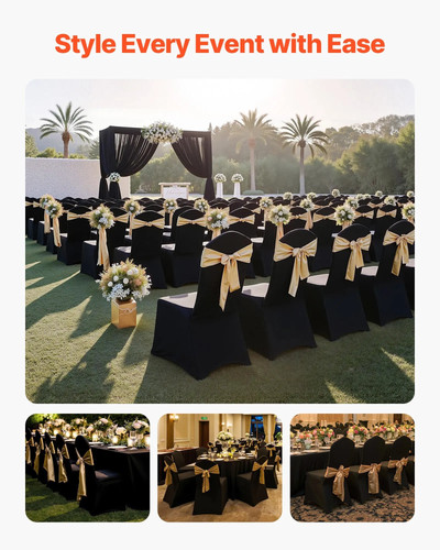 150 pcs black chair covers - black,